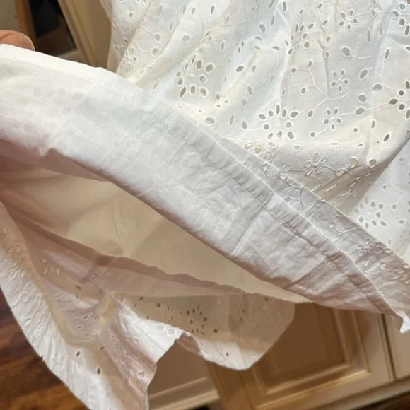 J Crew white eyelet long puff sleeve dress- fully lined- size 00 - Picture 6 of 10